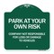Signmission Company Not Responsible for Loss or Damage to Vehicles, Green & White Alum, 18" H, GW-1818-24243 A-DES-GW-1818-24243 - alternate 1
